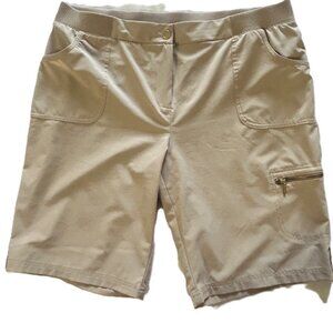 Zynergy Ladies Shorts sz 2 Beige Stretch Waist 5 Pockets Read
